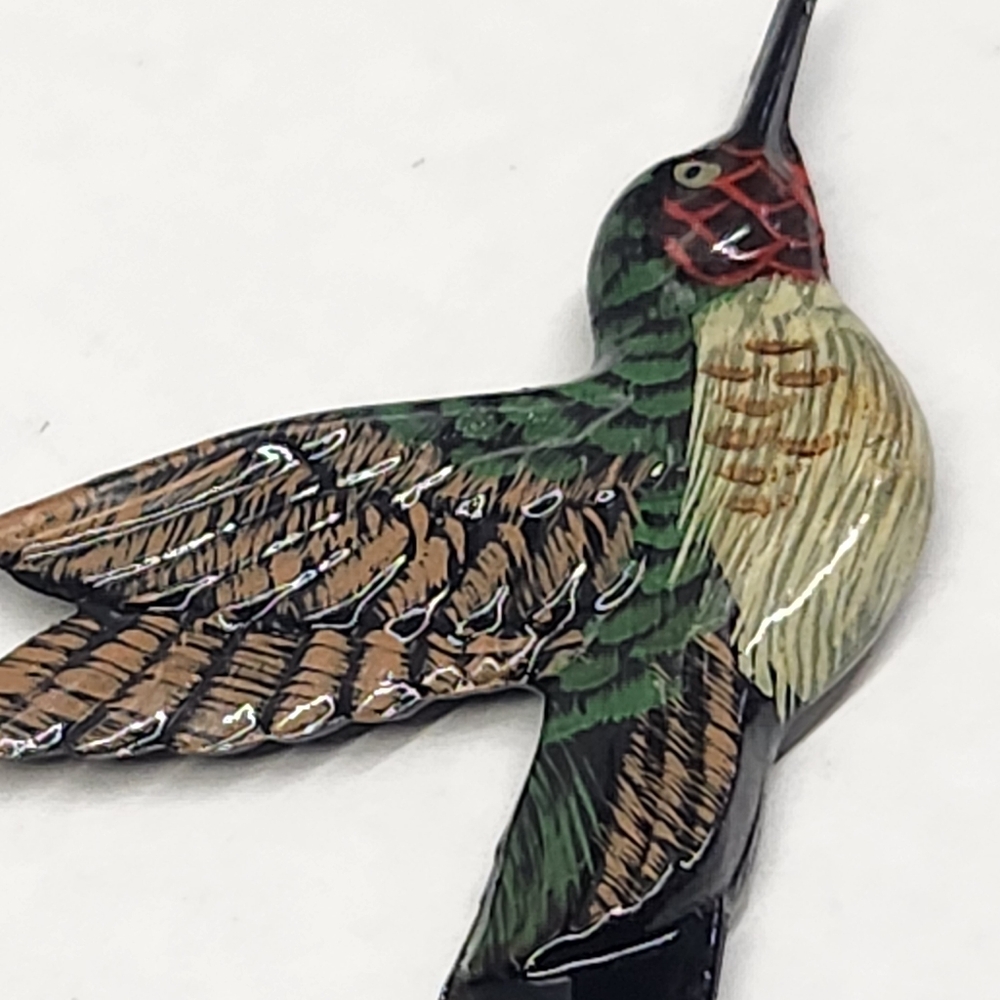 Vintage Hand Painted Hummingbird Letter Opener Laquered - Picture 9 of 12